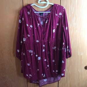 Front tie burgundy top